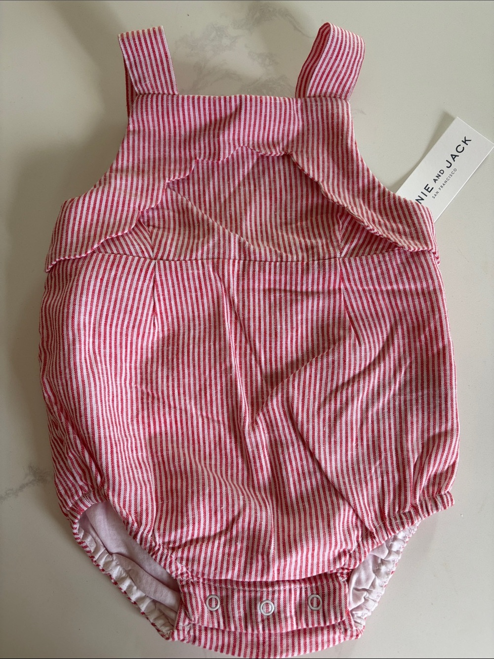 Janie and Jack Red and White Striped Baby Romper